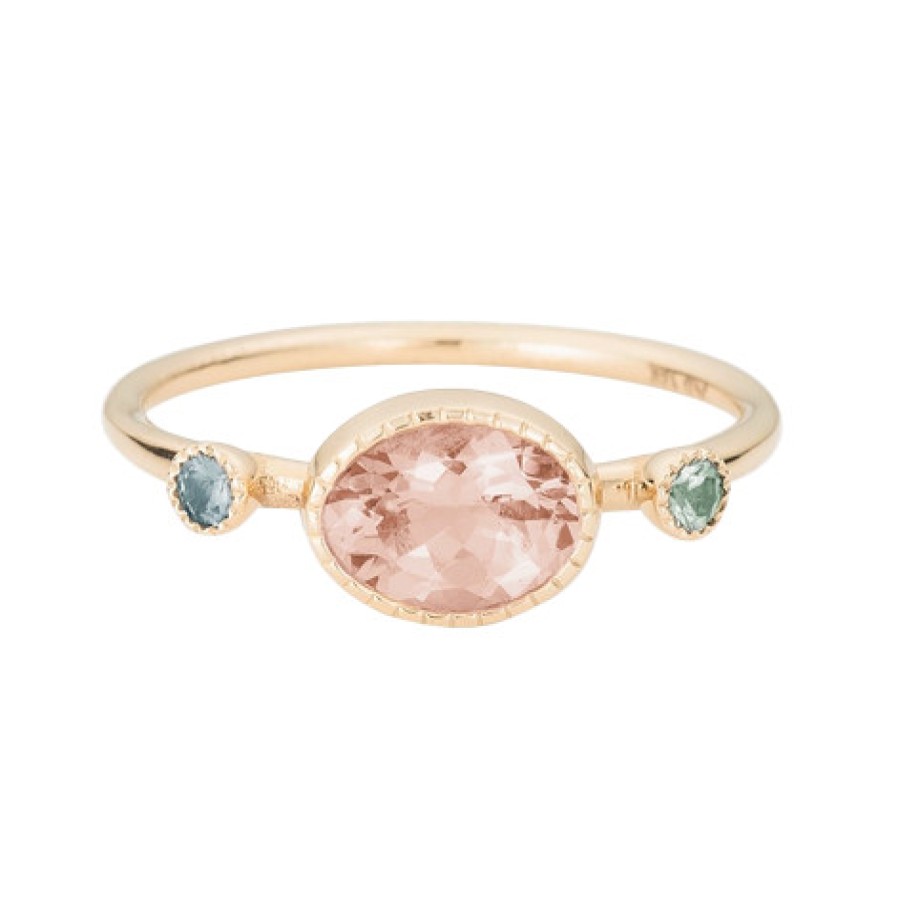 Rings Tomfoolery London | Morganite & Green Sapphire Ring