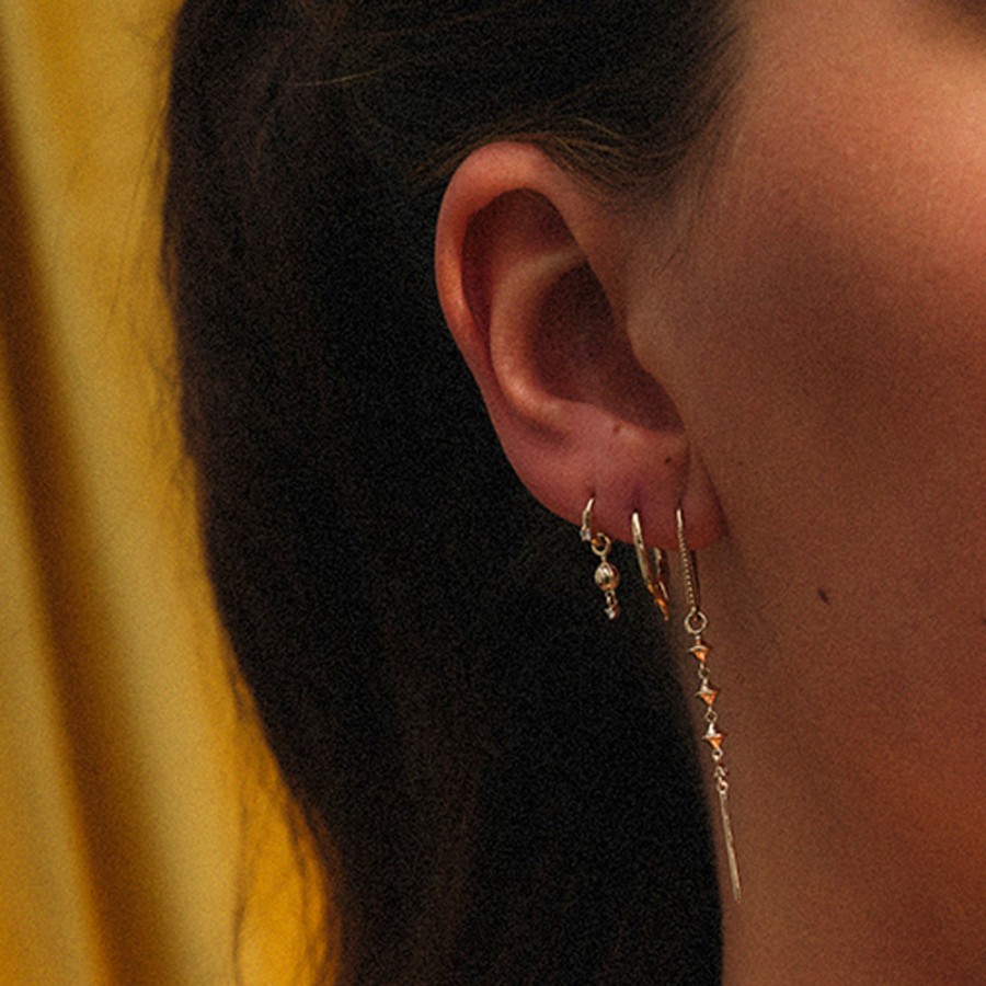 Earrings Tomfoolery London | Dala Detail Lucky Lantern Bar .3 Honey Hook Earring