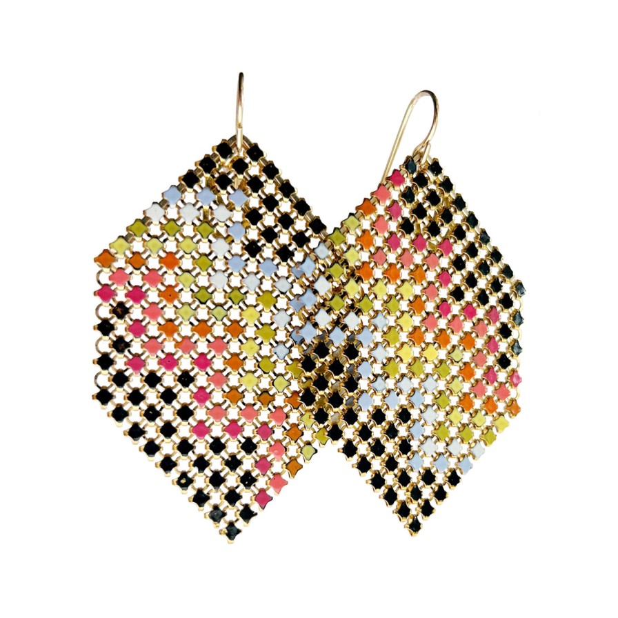 Earrings Tomfoolery London | Rainbow Banner Antique Mesh Drop Earrings