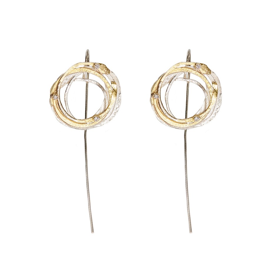 Earrings Tomfoolery London | Silver, Gold And Diamond Wrap Earrings