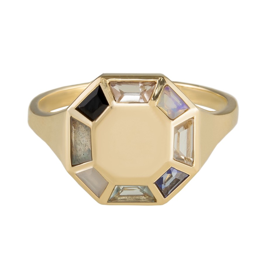 Rings Tomfoolery London | 9Ct Yellow Gold Pastel Octagon Ring