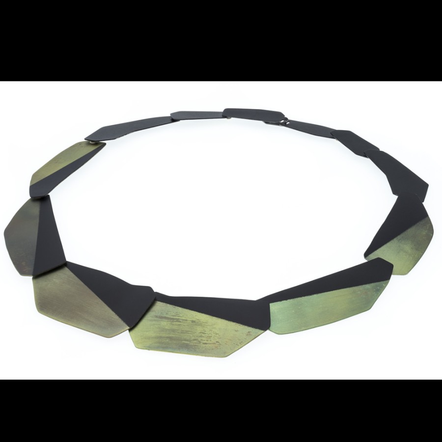 Necklaces Tomfoolery London | Geometric Black And Green Chain Necklace