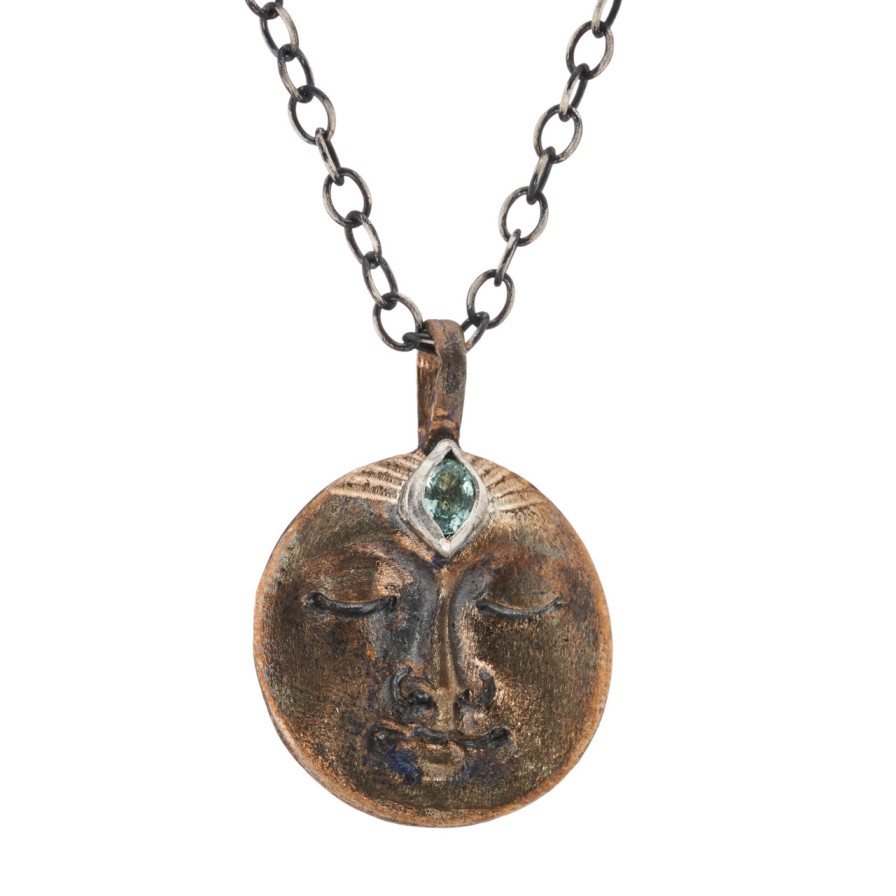 Necklaces Tomfoolery London | All That Ever Was Rare Tourmaline Moon Face Pendant