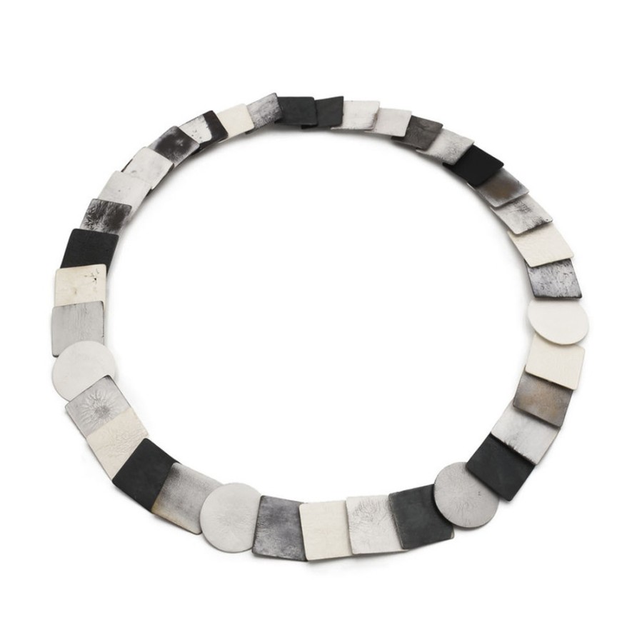 Necklaces Tomfoolery London | Silver & Oxidised Silver Square Link Necklace