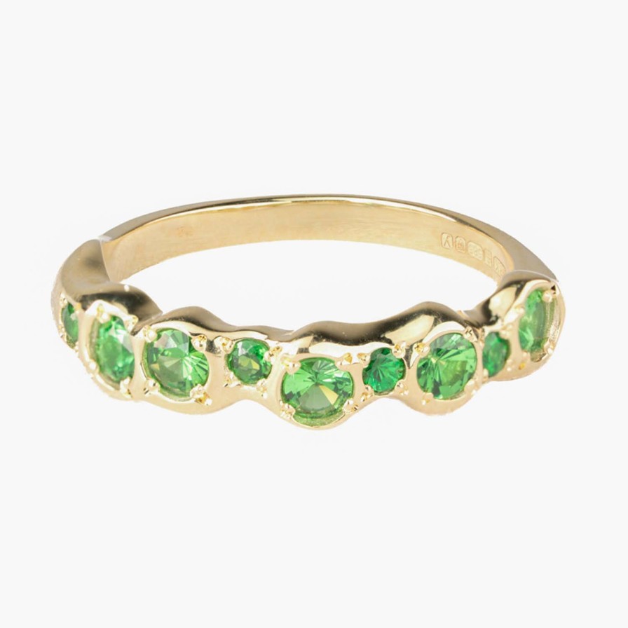 Rings Tomfoolery London | Tf Exclusive 14Ct Yellow Gold & Tsavorite Garnet Clover Band