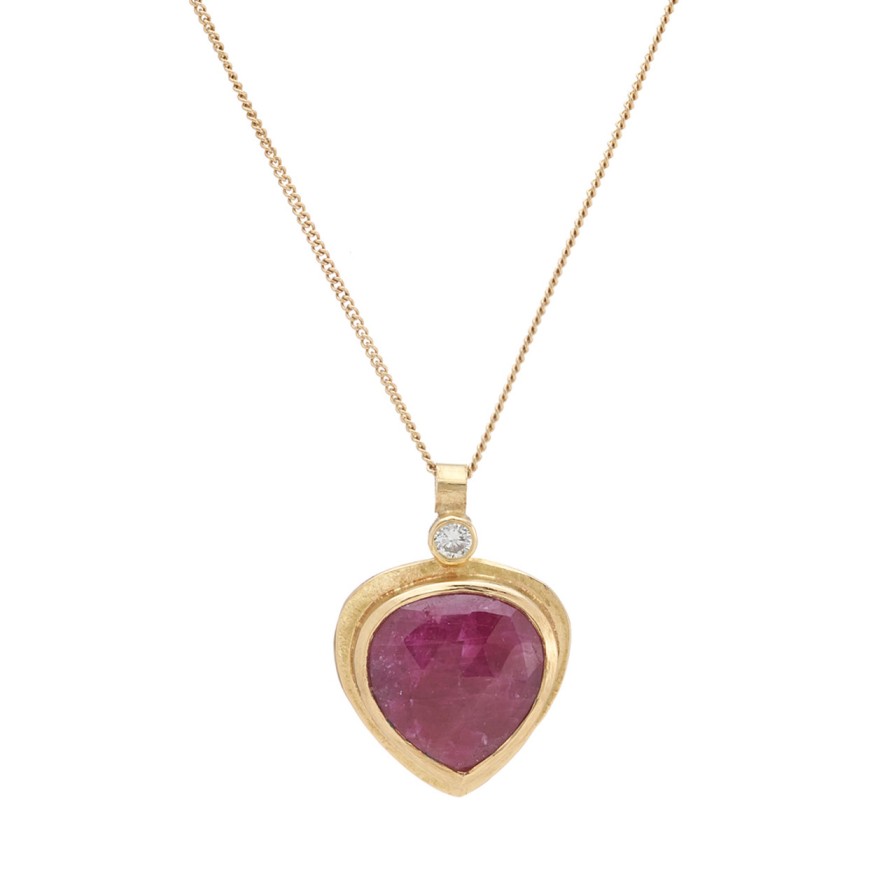 Necklaces Tomfoolery London | Pink Sapphire & Diamond Shard Pendant