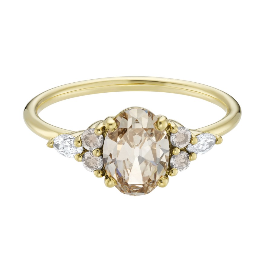 Rings Tomfoolery London | Eugenie Antique Oval Champagne Diamond Ring