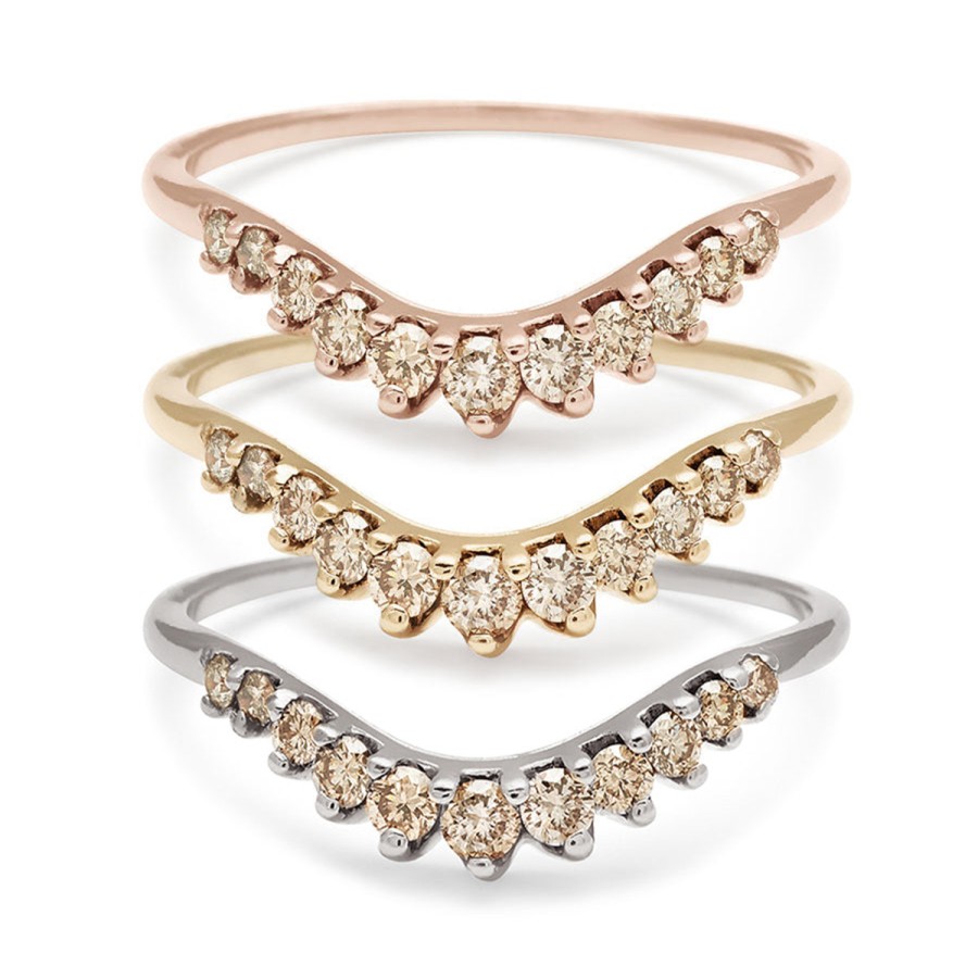 Rings Tomfoolery London | Champagne Diamond Tiara Curve Band