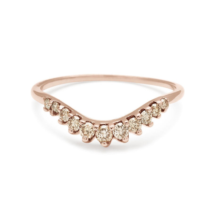 Rings Tomfoolery London | Champagne Diamond Tiara Curve Band