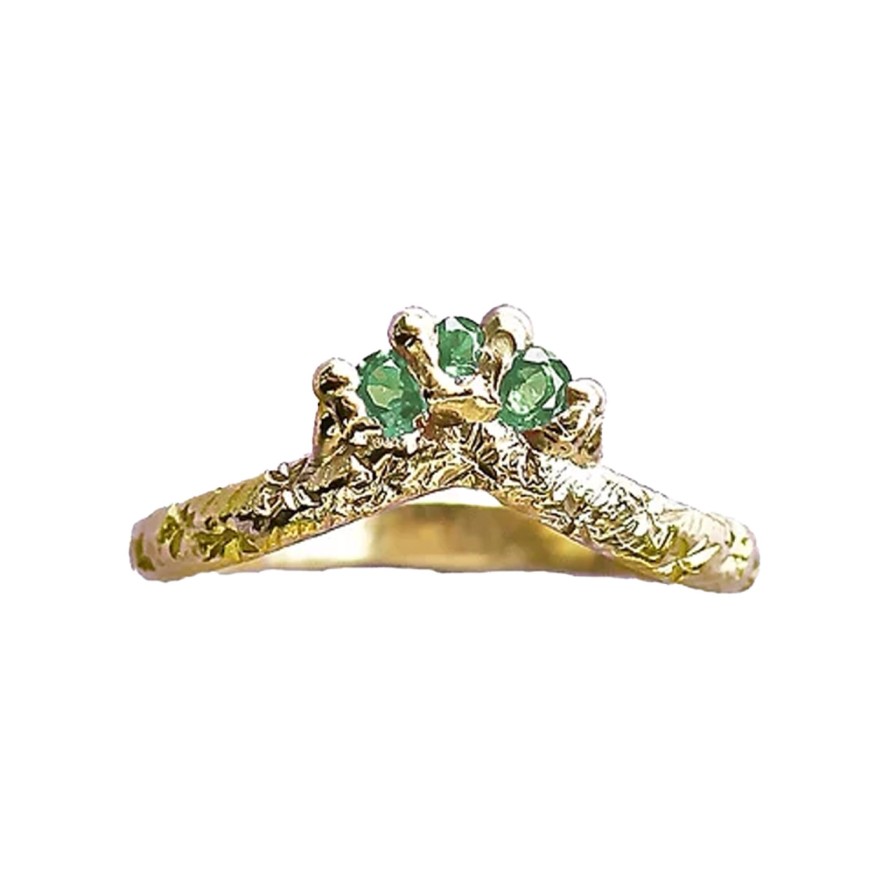 Rings Tomfoolery London | Green Sapphire Crest Band