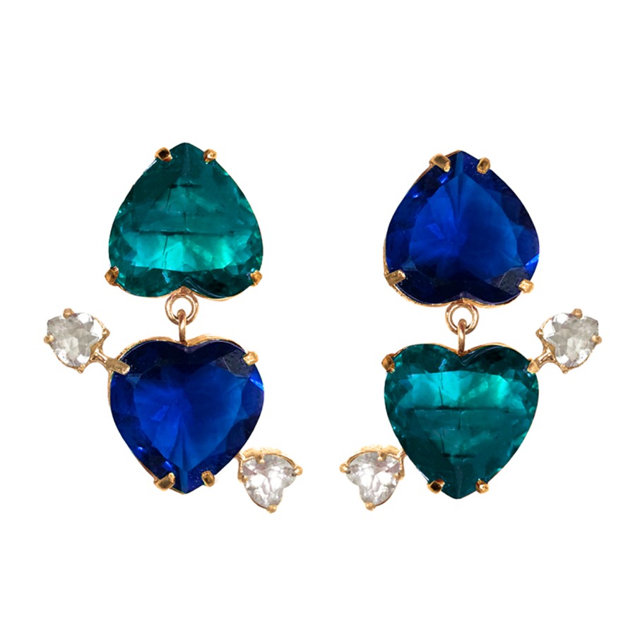 Earrings Tomfoolery London | Arrow Heart Earrings Blue