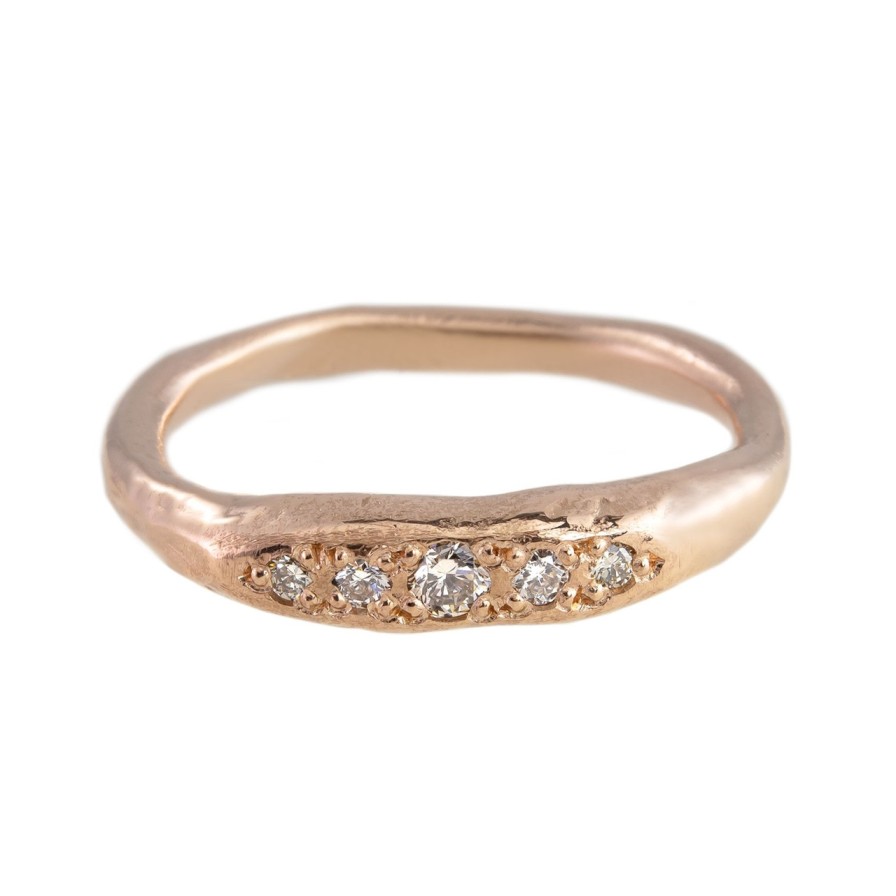 Rings Tomfoolery London | Organic Five Diamond & 9Ct Rose Gold Ring