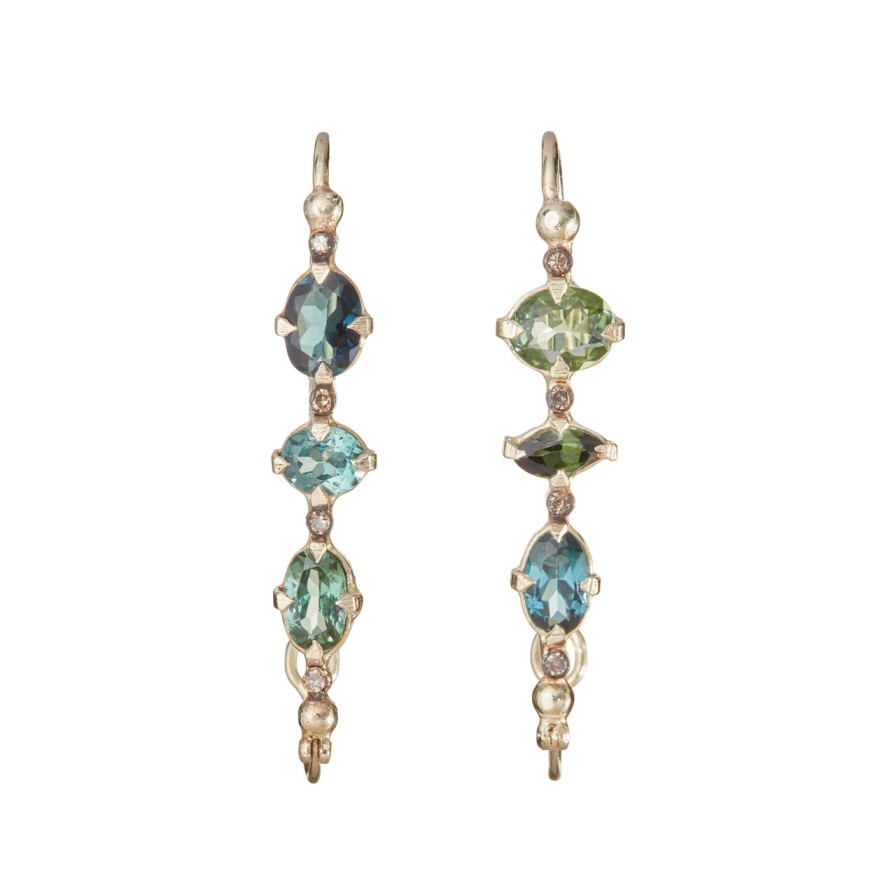 Earrings Tomfoolery London | Paola 14Ct Yellow Gold & Tourmaline Drop Earrings