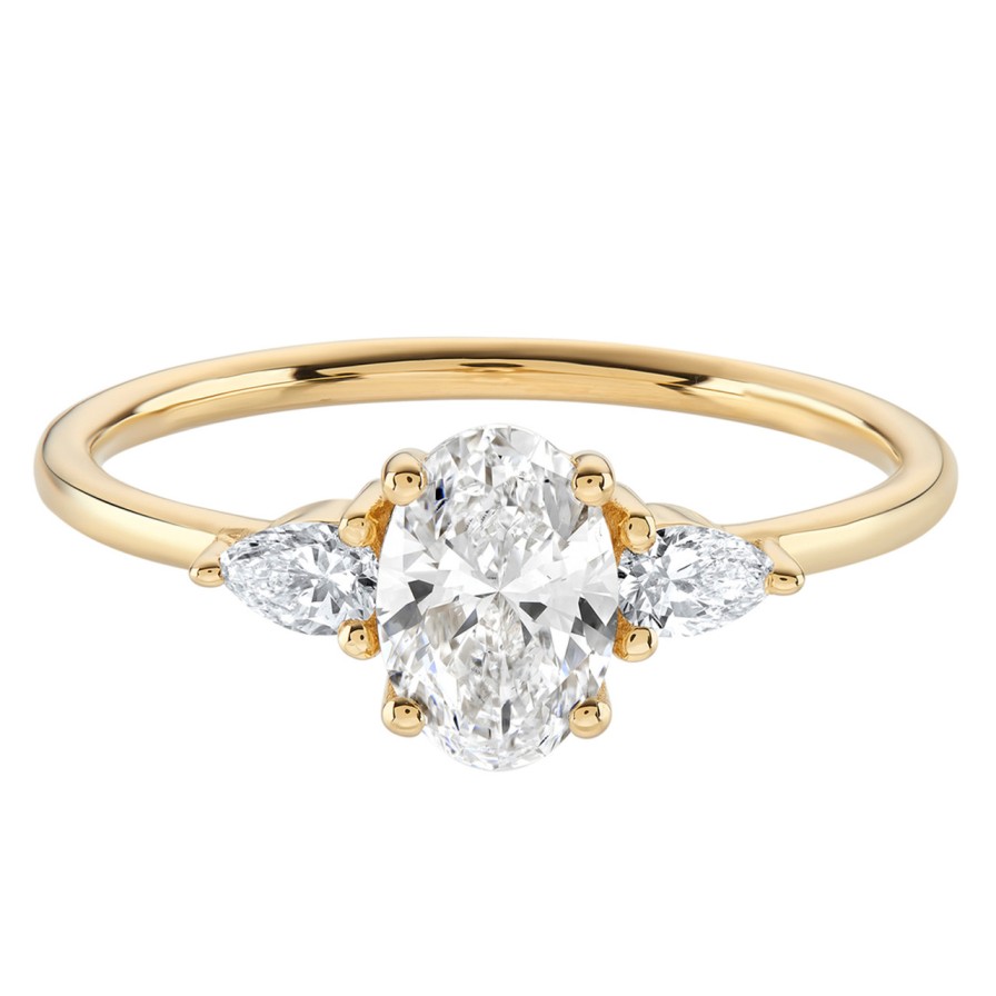 Rings Tomfoolery London | Trio Lab Oval Diamond And Pear Three Stone Ring