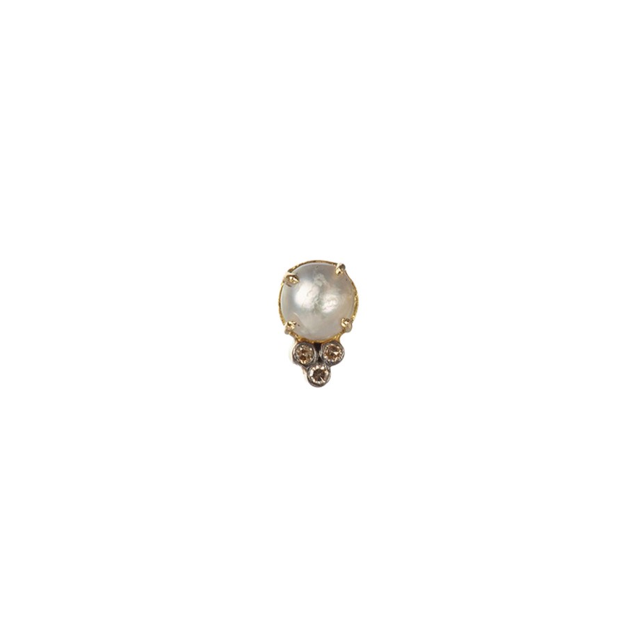 Earrings Tomfoolery London | Pearl & Diamond Single Stud