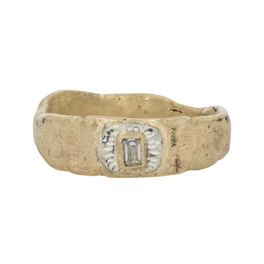 Rings Tomfoolery London | Champagne Diamond Signature Band In 14Ct Yellow Gold And Silver