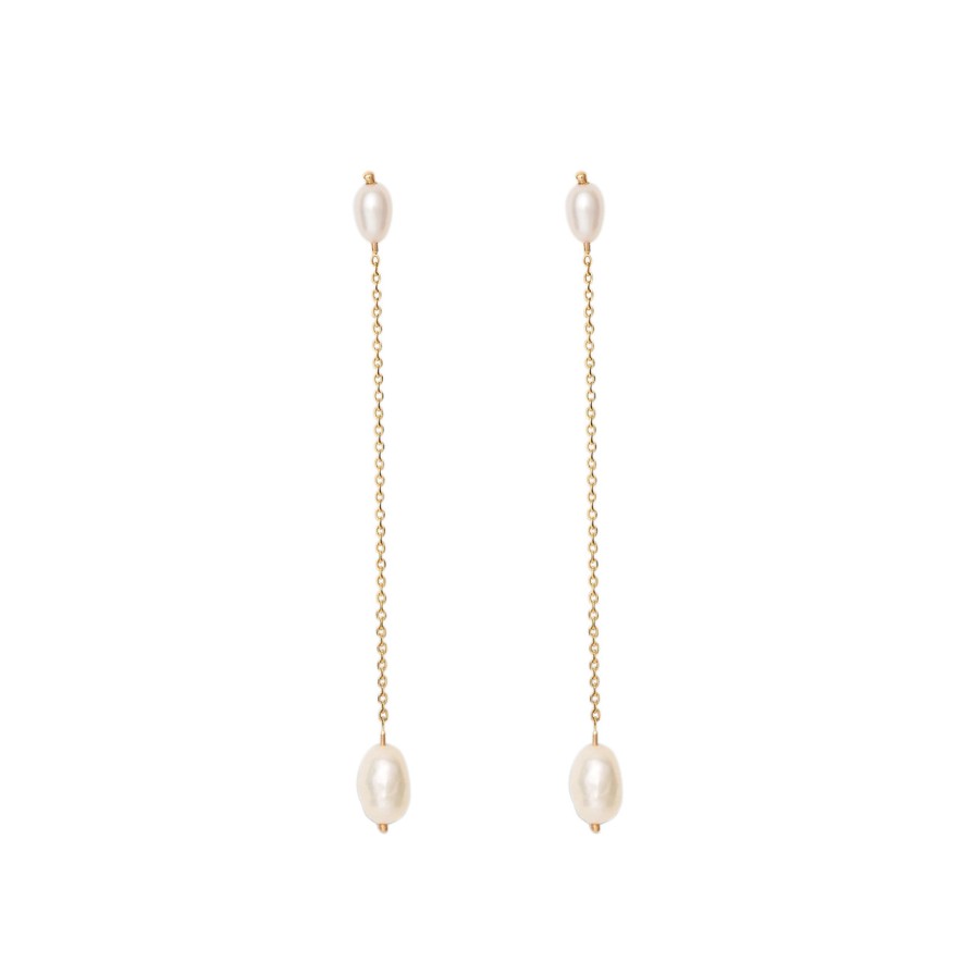 Earrings Tomfoolery London | Long Pearl Shower Earrings