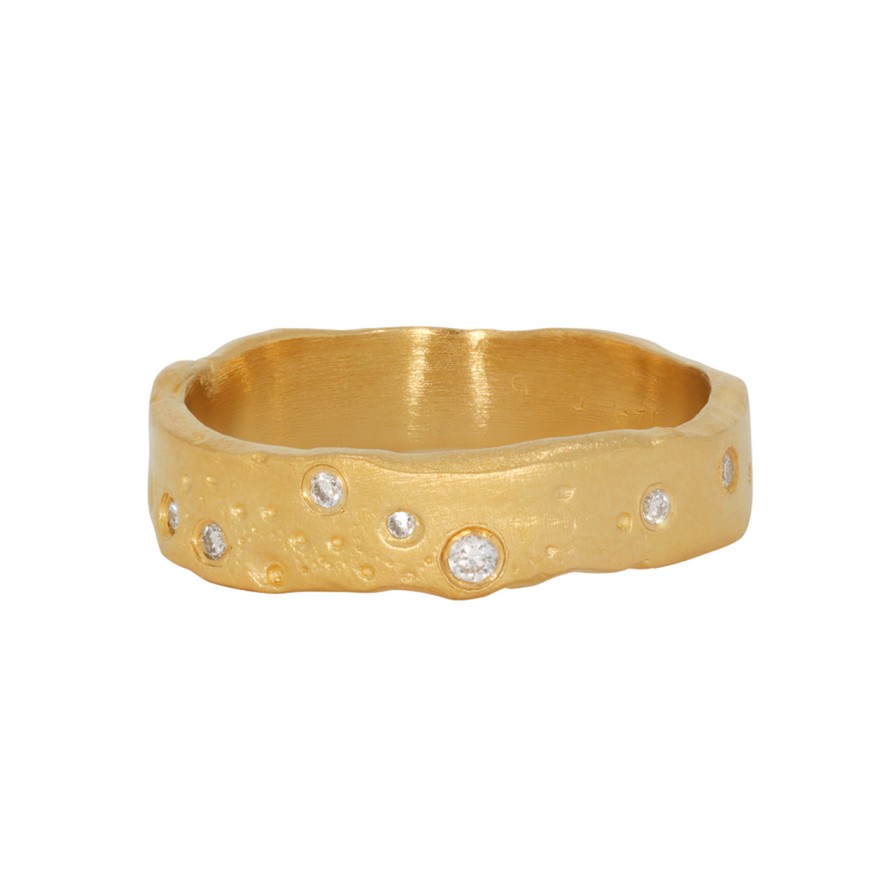 Rings Tomfoolery London | Organic Gold Plated Silver & Diamond Ring