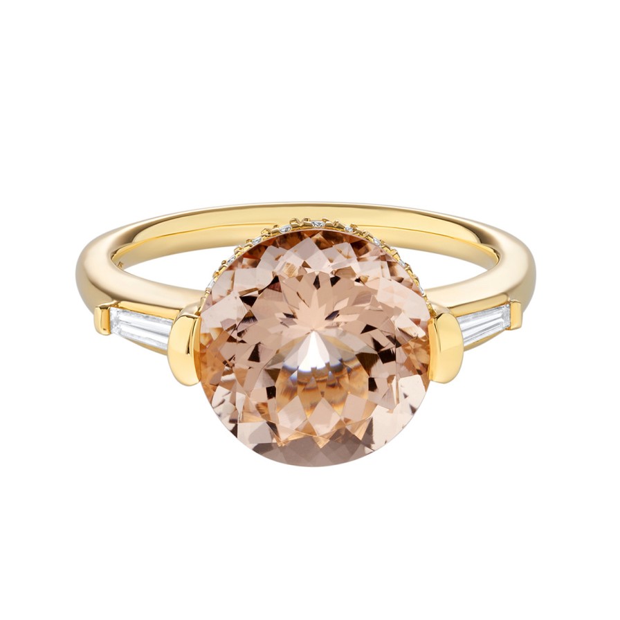 Rings Tomfoolery London | Tf Exclusive Orion'S Belt Morganite Ring With Side Diamonds