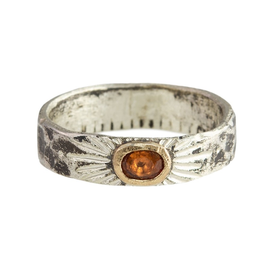 Rings Tomfoolery London | Orange Sapphire Ring In Sterling Silver & 14Ct Gold