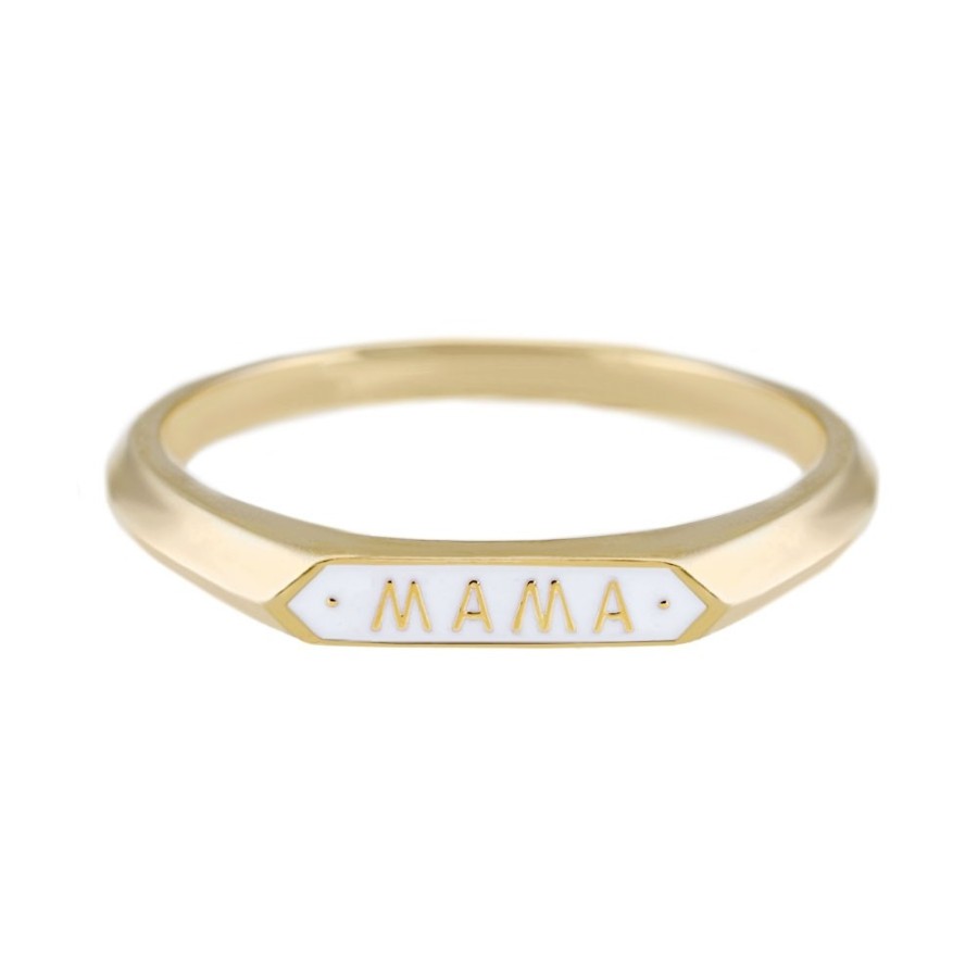 Rings Tomfoolery London | Enamel & 14Ct Yellow Gold 'Mama' Ring