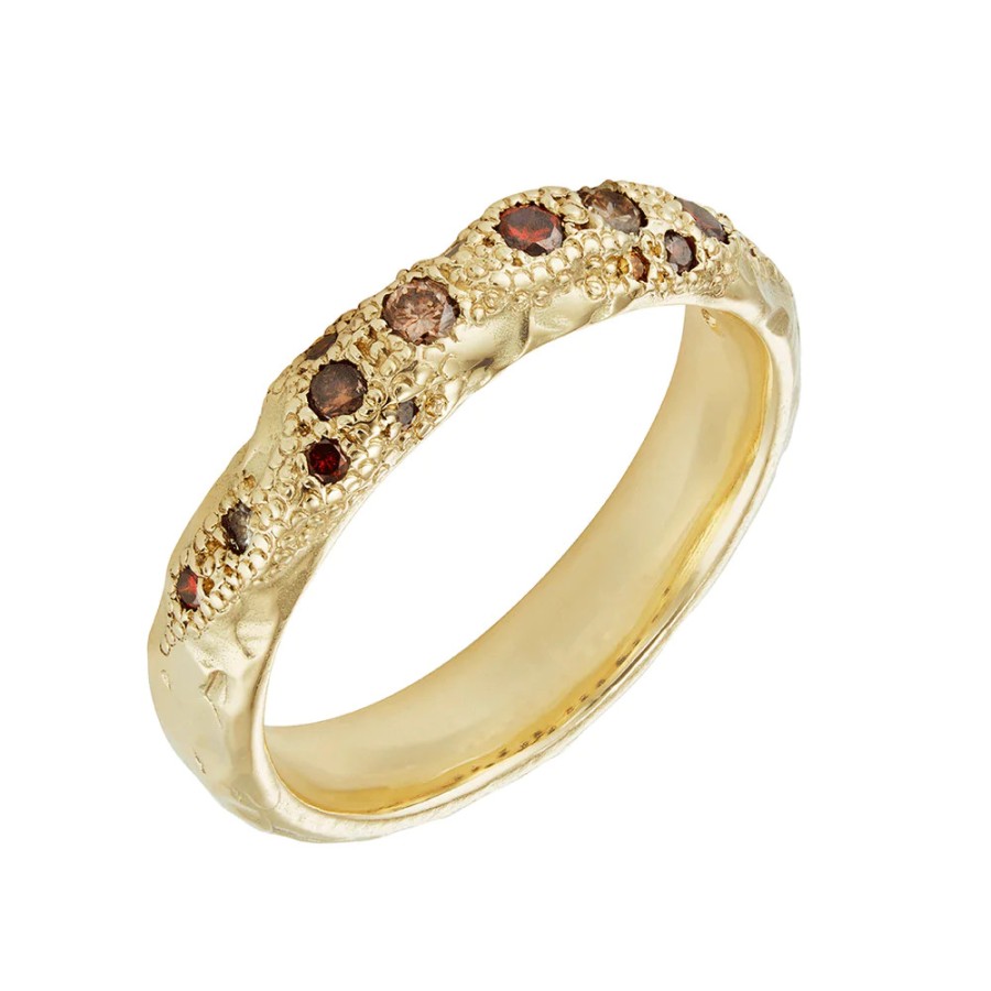 Rings Tomfoolery London | Lxxviii 4Mm Cognac & Champagne Diamond Scatter Ring