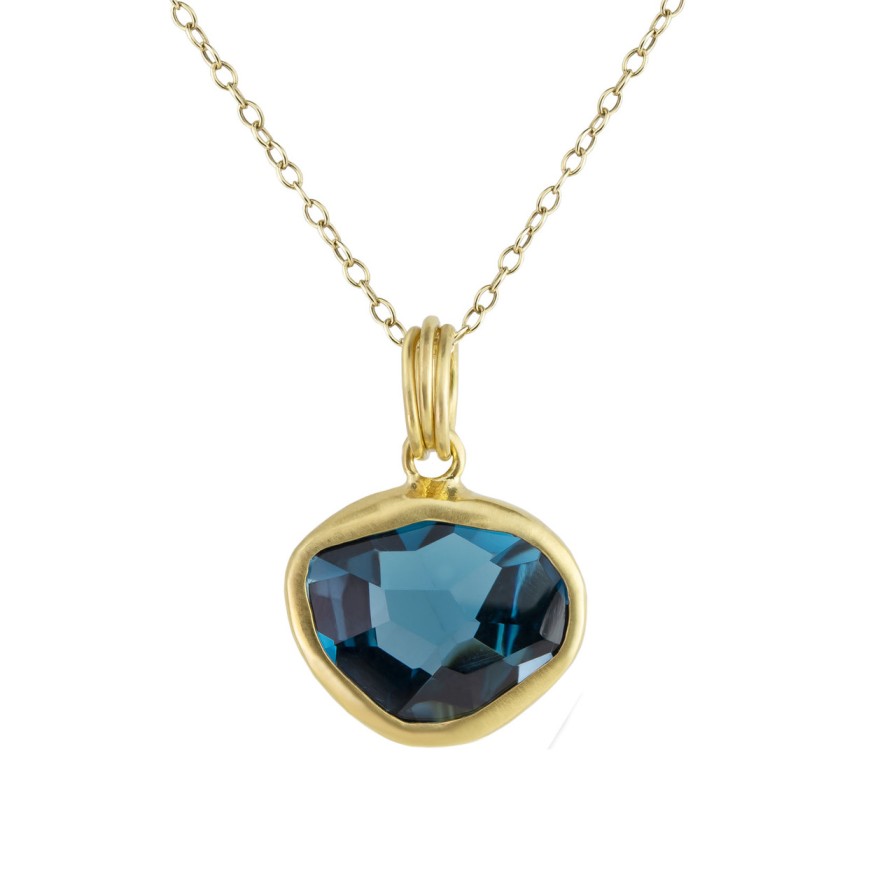 Necklaces Tomfoolery London | Irregular Oval Topaz 18Ct Yellow Gold Pendant Necklace