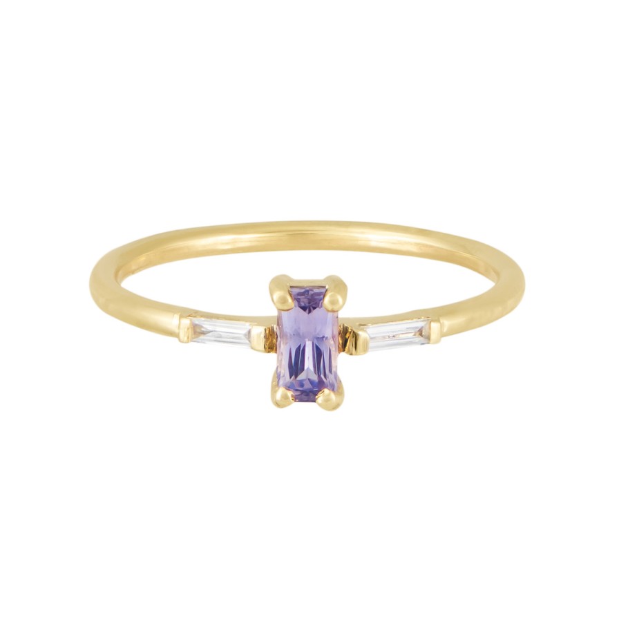 Rings Tomfoolery London | Trio Baguette Sapphire Diamond Ring