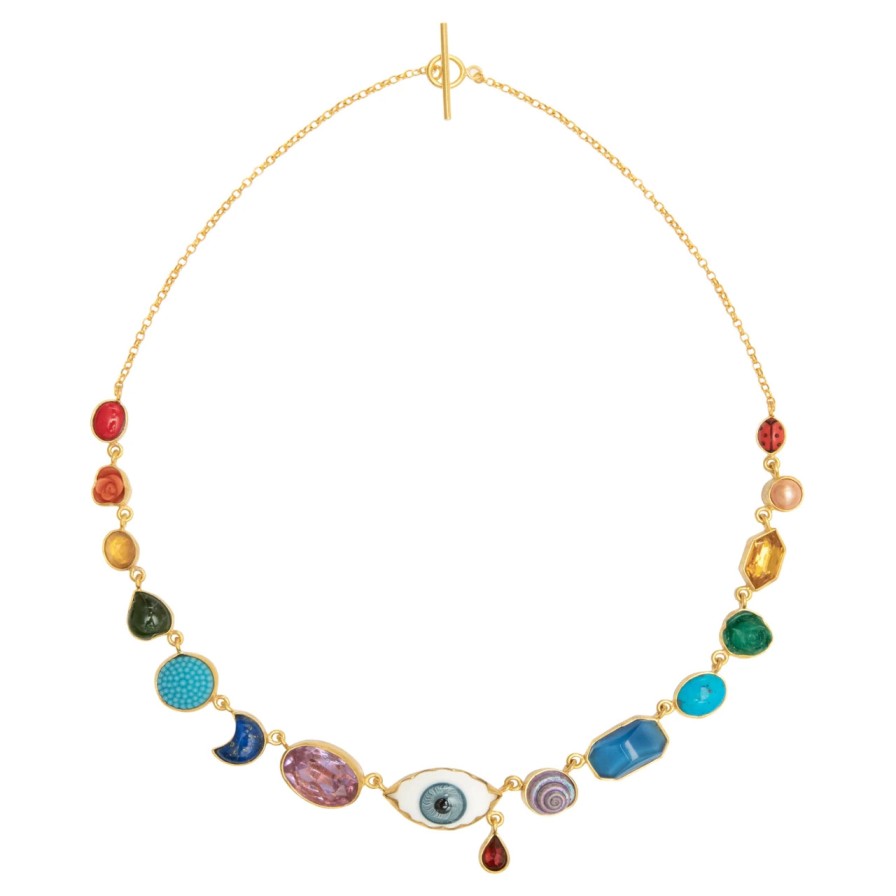 Necklaces Tomfoolery London | Rainbow Eye Teardrop Charm Necklace