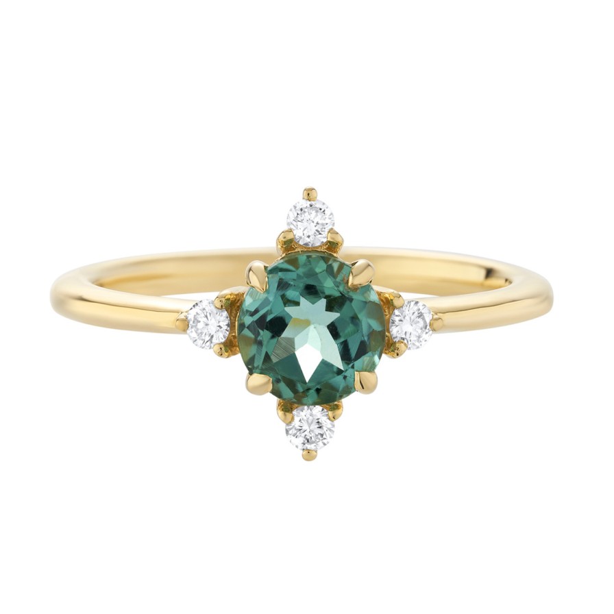 Rings Tomfoolery London | 18Ct Yellow Gold, Green Tourmaline And Diamond Ring