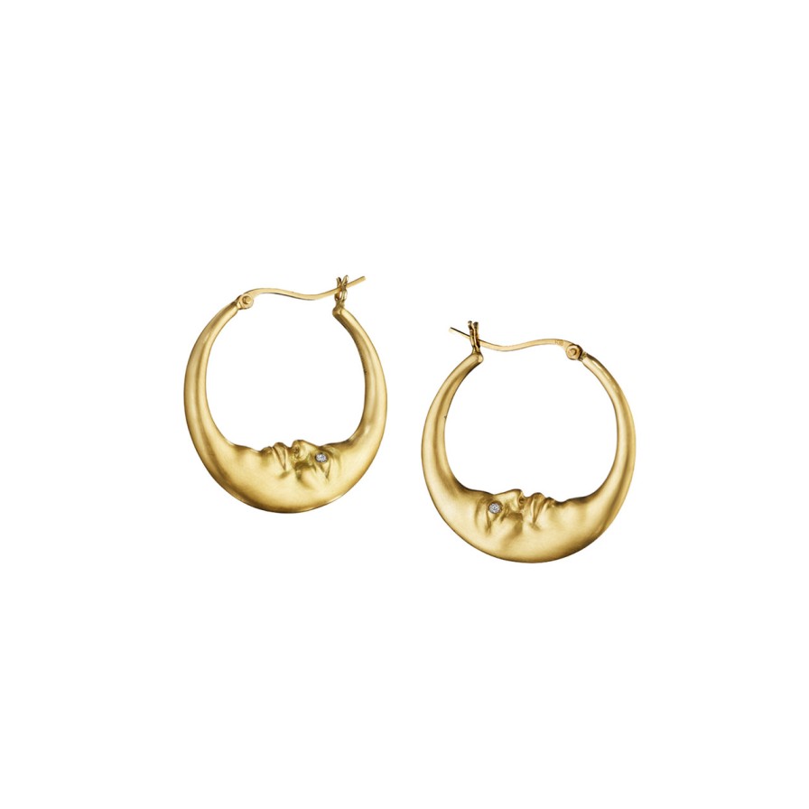 Earrings Tomfoolery London | Small Crescent Moon Hoop Earrings (18Mm)