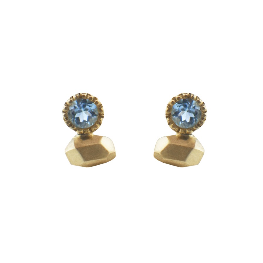 Earrings Tomfoolery London | Gea Duo Aquamarine Mini Studs