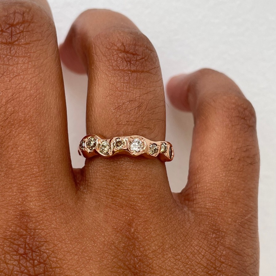 Rings Tomfoolery London | 14Ct Rose Gold & Natural Cinnamon Diamond Band