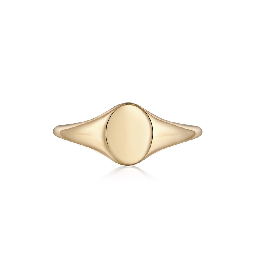 Rings Tomfoolery London | Petite Signet Ring In 14Ct Yellow Gold