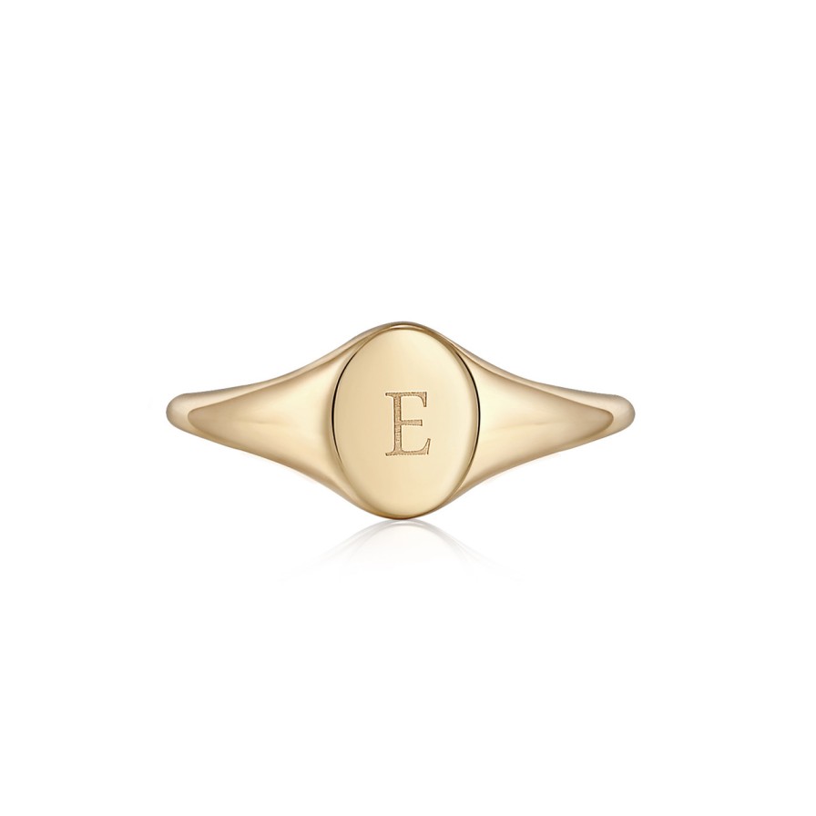 Rings Tomfoolery London | Petite Signet Ring In 14Ct Yellow Gold