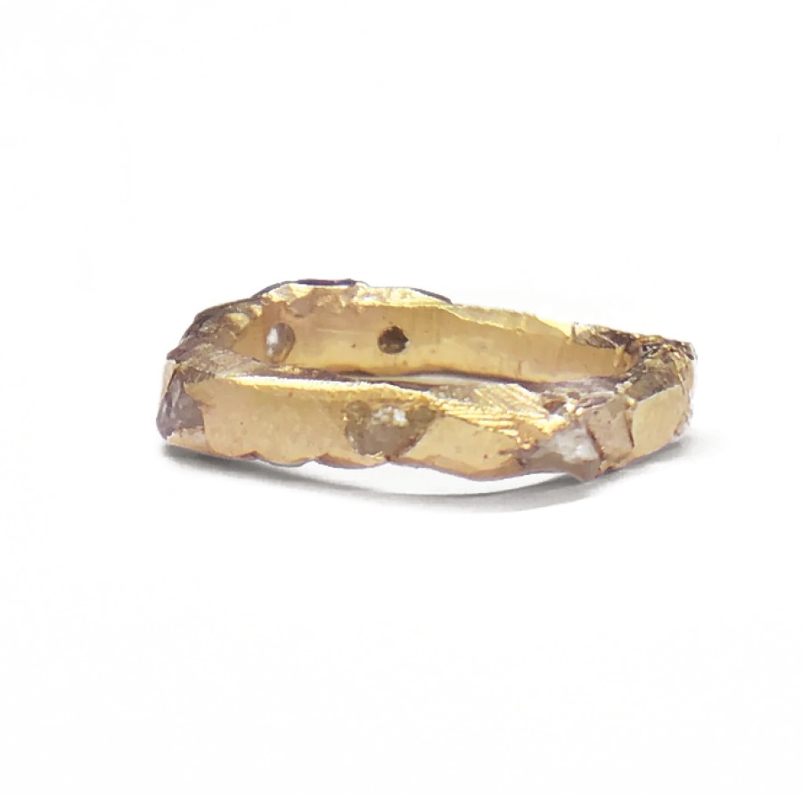 Rings Tomfoolery London | Raw White Diamond & 9Ct Yellow Gold Scatter Band