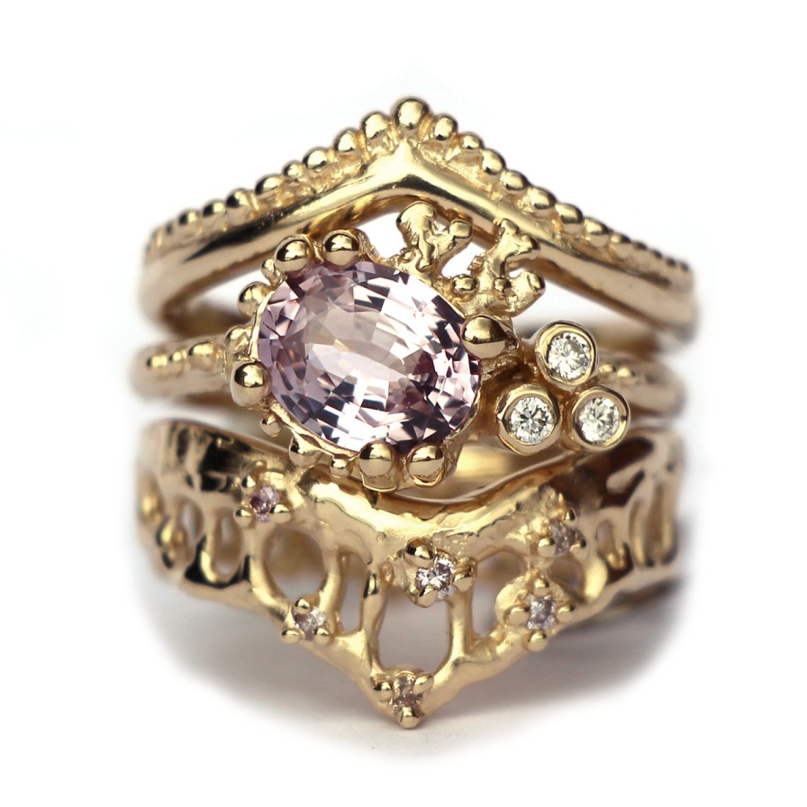 Rings Tomfoolery London | Purple Sapphire Coral Cluster Ring