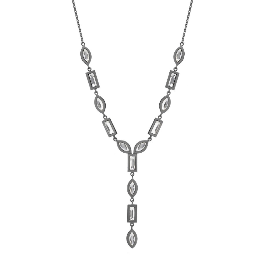 Necklaces Tomfoolery London | Dress Gunmetal Chandelier Drop Pendant