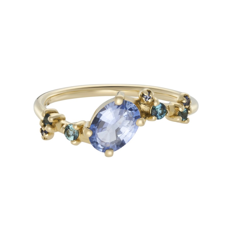 Rings Tomfoolery London | Oval Sapphire Gradient Crossover Ring