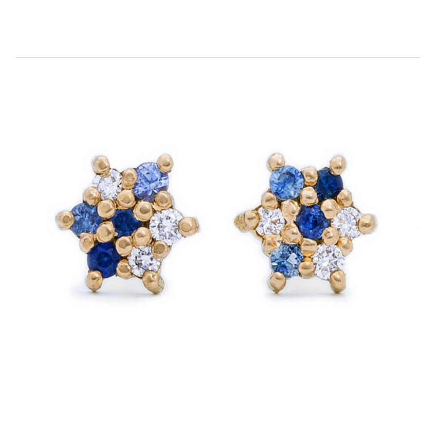 Earrings Tomfoolery London | Dancer Sapphire Stud Earrings