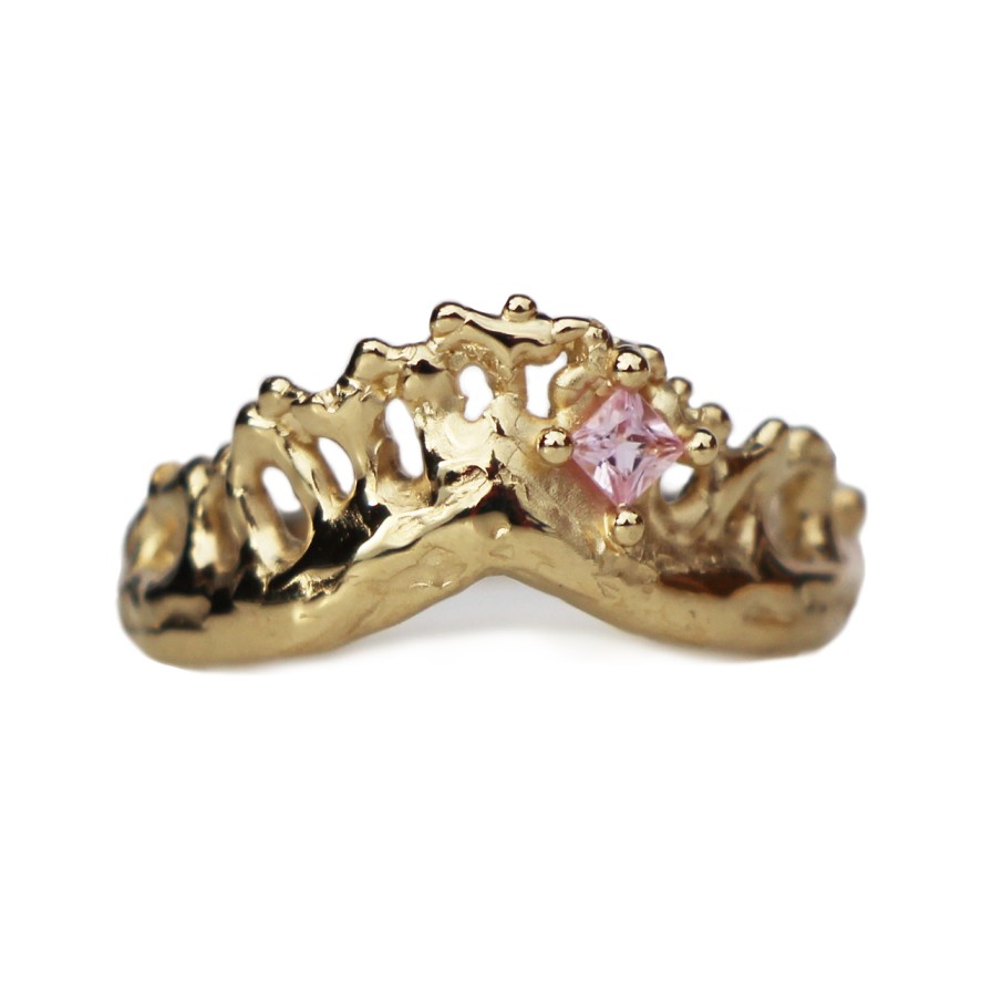 Rings Tomfoolery London | Princess Cut Pink Sapphire Mermaid Crown Ring