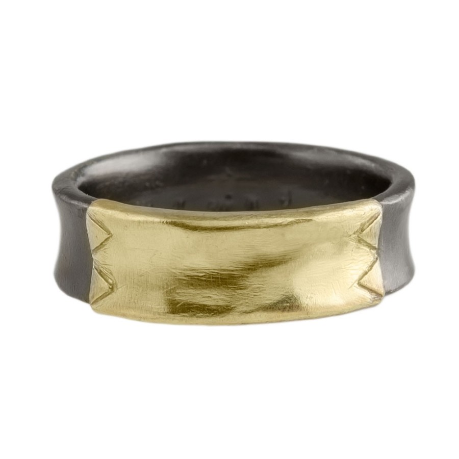 Rings Tomfoolery London | 14Ct Gold & Ruthenium Plated Silver Bobbie Ring