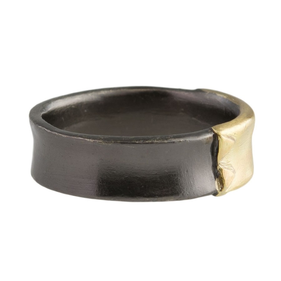 Rings Tomfoolery London | 14Ct Gold & Ruthenium Plated Silver Bobbie Ring