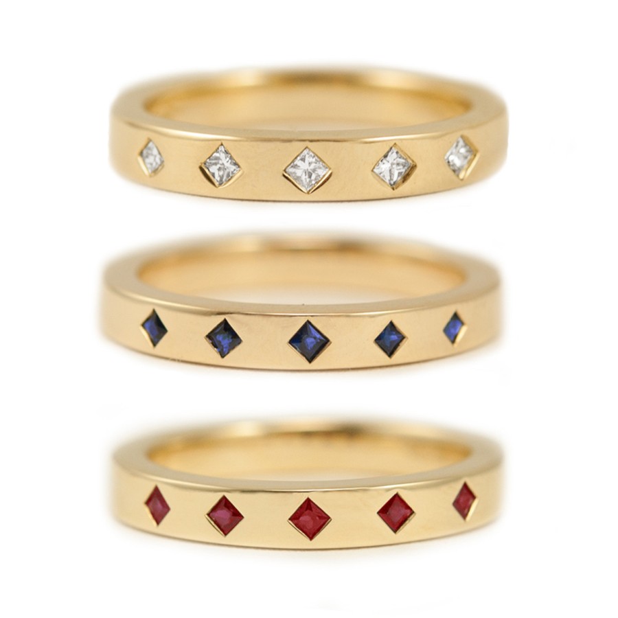 Rings Tomfoolery London | Five Stone Princess Eternity Ring