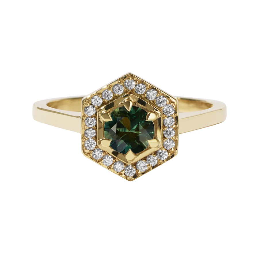 Rings Tomfoolery London | Green Sapphire Hex Ring