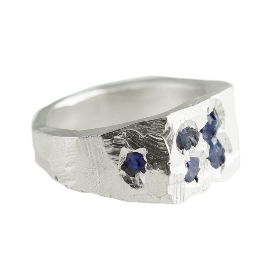 Rings Tomfoolery London | Blue Sapphire Scatter Signet Ring