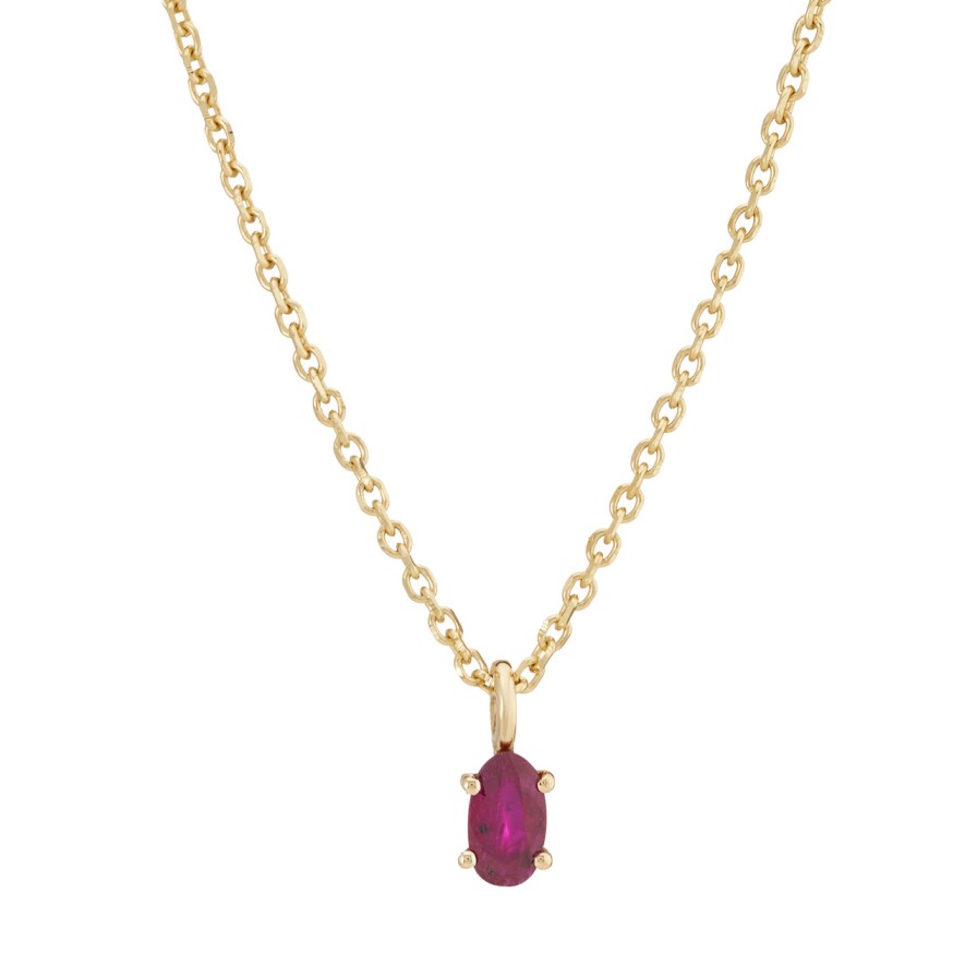 Necklaces Tomfoolery London | Solo Oval Ruby Pendant