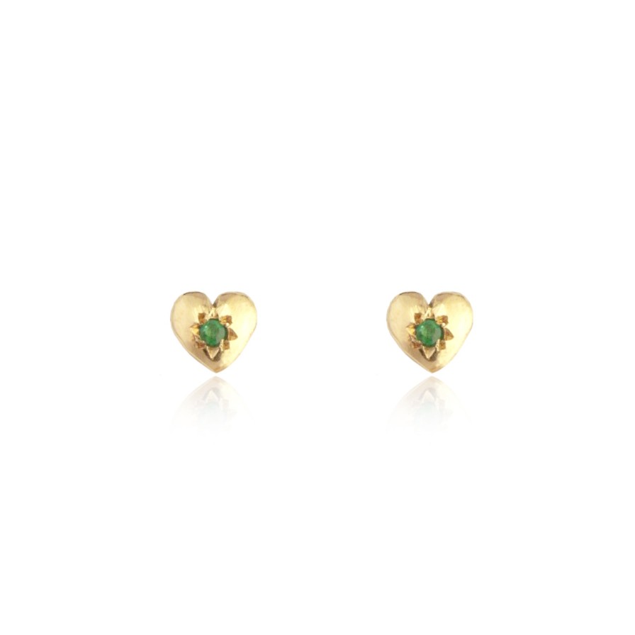 Earrings Tomfoolery London | 9Ct Yellow Gold Tiny Heart Stud Earrings