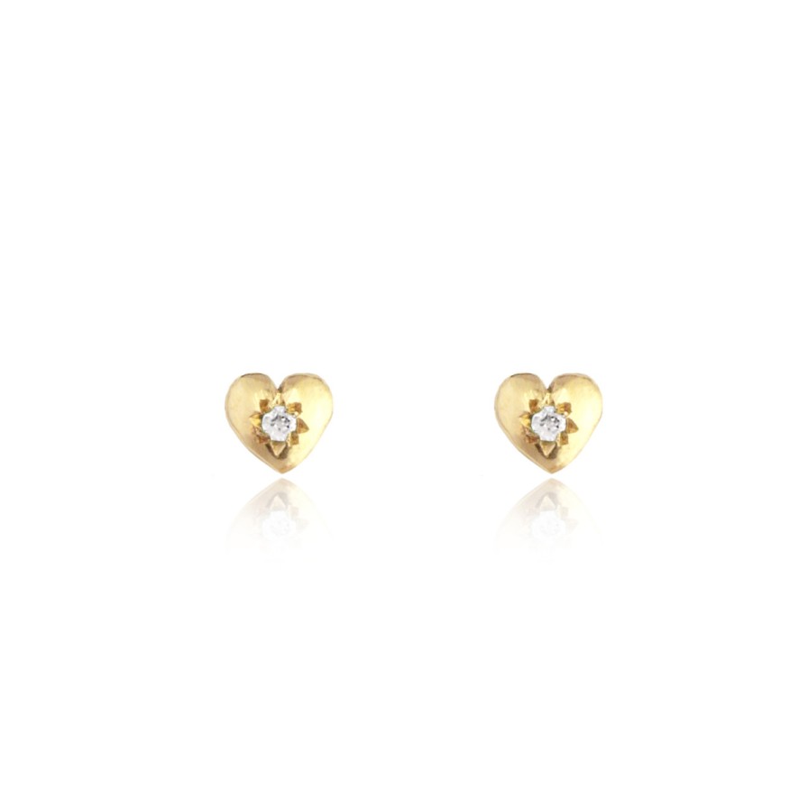 Earrings Tomfoolery London | 9Ct Yellow Gold Tiny Heart Stud Earrings