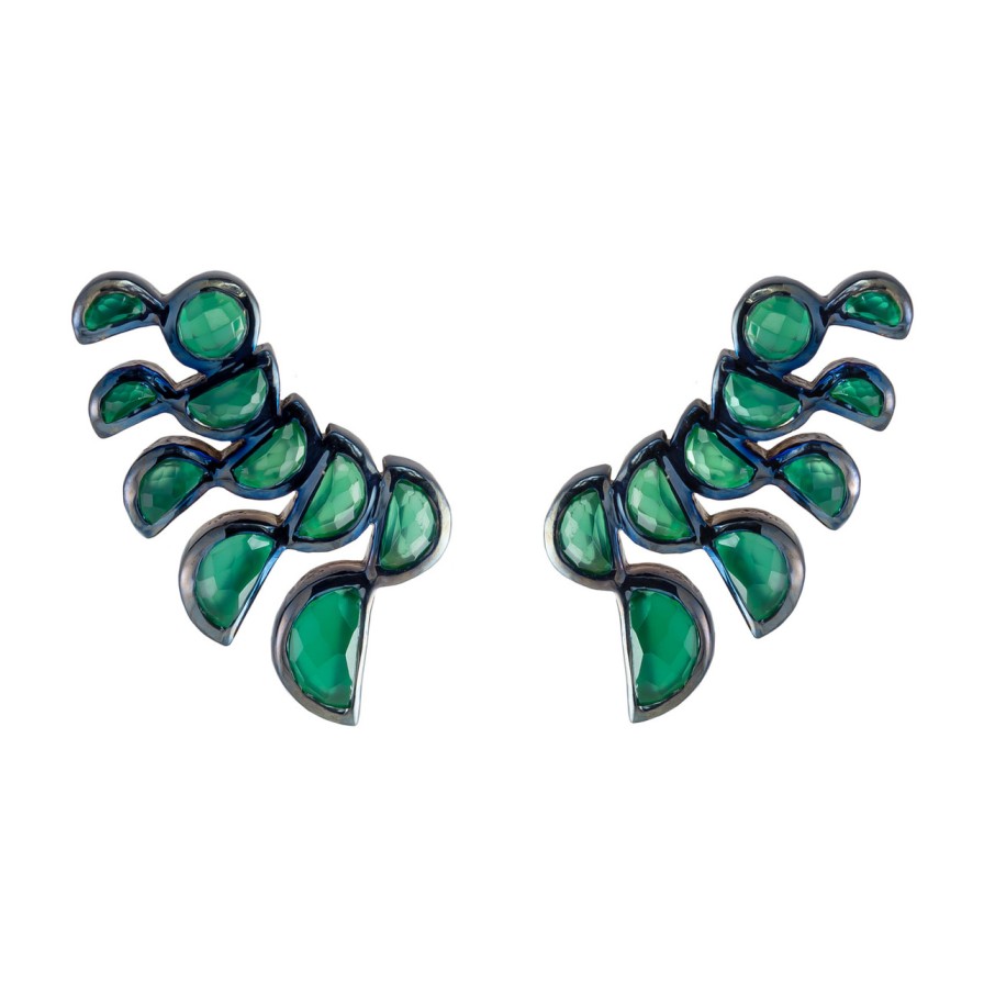 Earrings Tomfoolery London | Green Onyx Lobster Stud Earrings